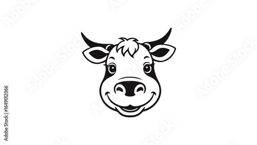 happy and funny smiling cow face shape vector illustration in cartoon style