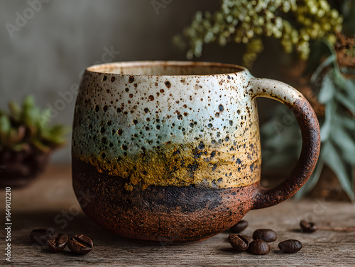 Wallpaper Mural Rustic Ceramic Mug with Speckled Design and Earthy Tones, Perfect for Coffee or Tea, Handcrafted Pottery for Cozy Home Decor Torontodigital.ca