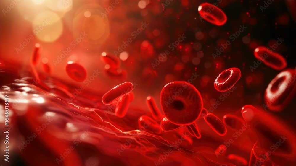 Red blood flowing through a vein Red blood flowing through a vein