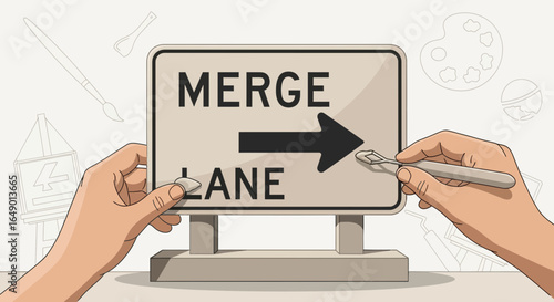 Merging Creativity Sign Artistic Hands at Work Graphic Design Conceptualization