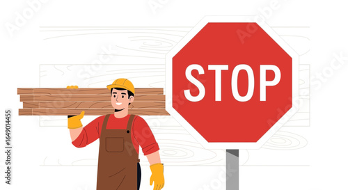 Man Stops Work Because Of Warning Sign During Construction Project