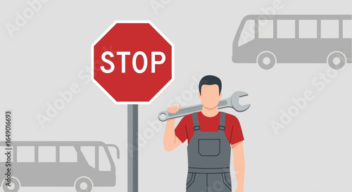 Mechanical Service Roadside Assistance Vector Illustration For Commercial Use