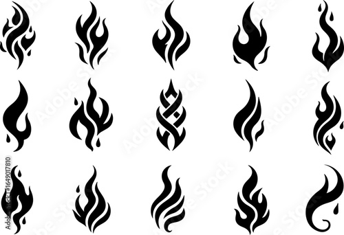 "Eternal Flame: Stylized Fire Icon" tattoo design vector bundle