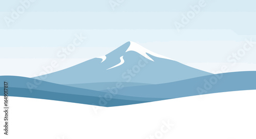 Minimalist Winter Landscape With Snow Capped Mountain Range Scenery