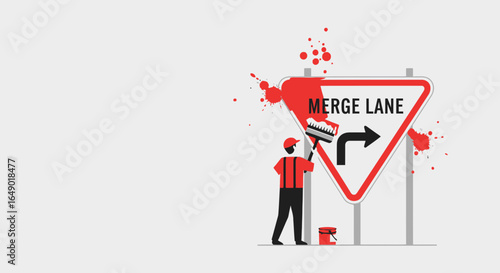 Merge Lane Sign Repainting Project With a Splash of Creativity Illustration