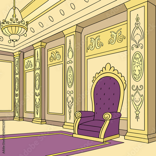 Cartoon Throne Room * Royal Throne Room Illustration * Purple and Gold Throne Room