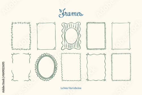 Minimalist hand drawn vector frames collection