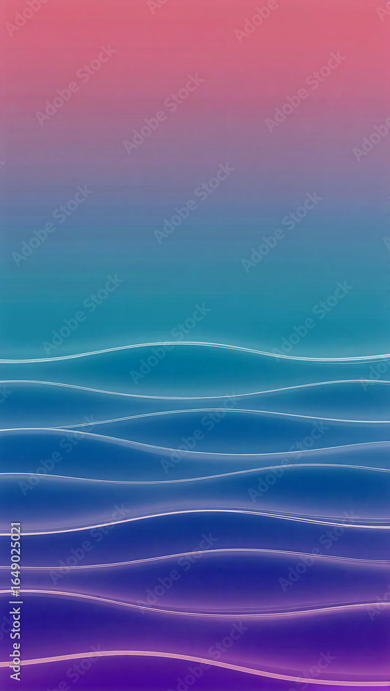 Fototapeta premium Vibrant waves dance under a pastel sky at sunset