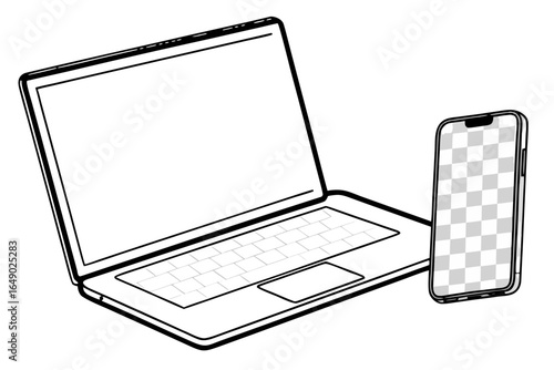 Modern smartphone on a virtual grid, technology