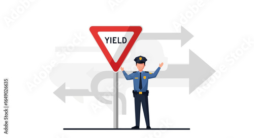Officer Directing Traffic Flow, Emphasizing Rules and Safe Driving Practices