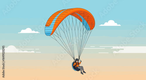 Paragliding Adventure Freedom In The Sky Against The Backdrop Of Clouds