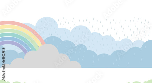 Pastel Rainbow After a Rainstorm Concept for Children's Illustration