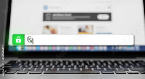 Wallpaper Mural Secure Connection on Laptop Display with Padlock Icon and Privacy Search Bar Represents Data Protection and Cybersecurity Awareness and Important Security Measures Torontodigital.ca