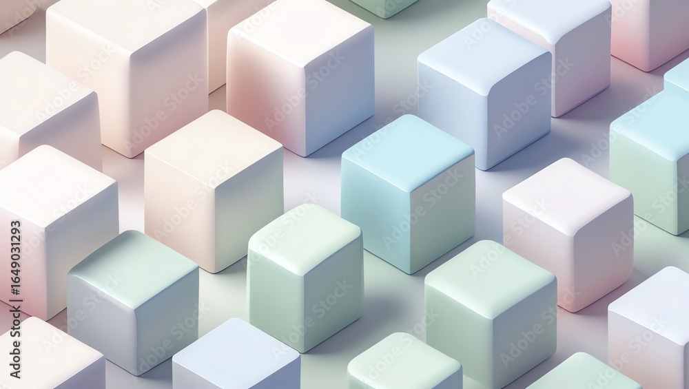 Pastel Cubes Abstract 3D Render: Soft, Geometric Serenity Pastel Cubes Abstract 3D Render: Soft, Geometric Serenity