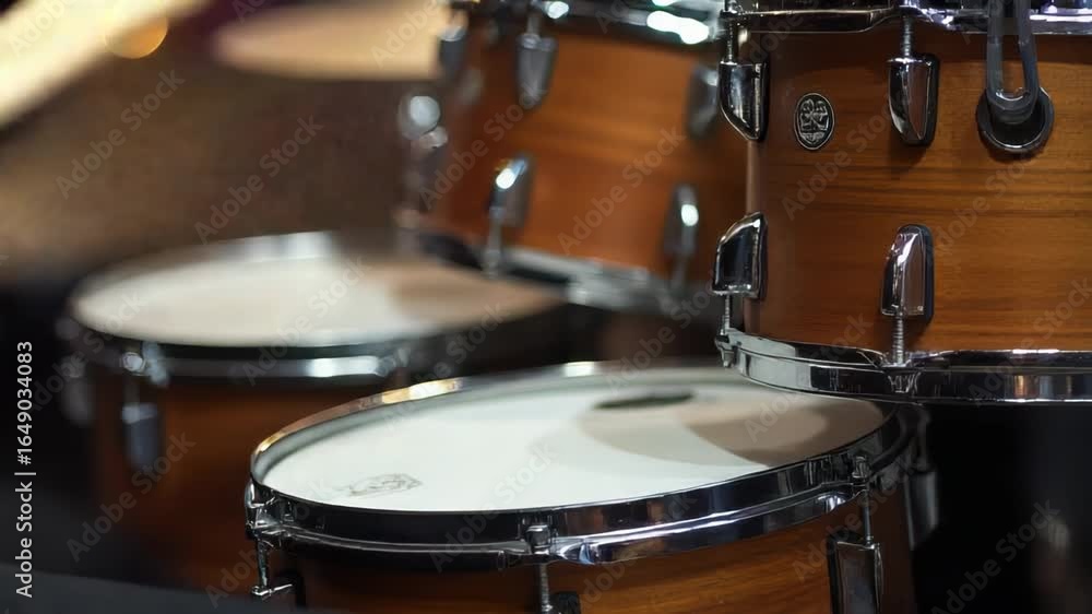 Close-up view of two drums with drumsticks resting on them, great for music-related concepts and ideas Close-up view of two drums with drumsticks resting on them, great for music-related concepts and ideas