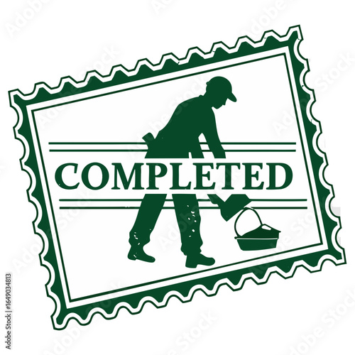 Completed Stamp: Distressed Green Approval for Adobe Stock.

