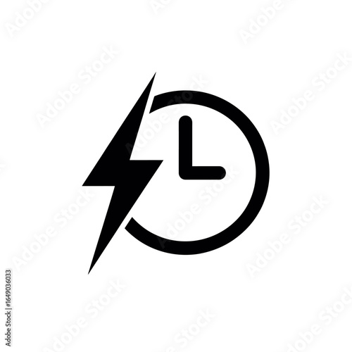 Free Download Time and energy management icon symbol showing clock with lightning bolt for productivity concept - GFXLoad