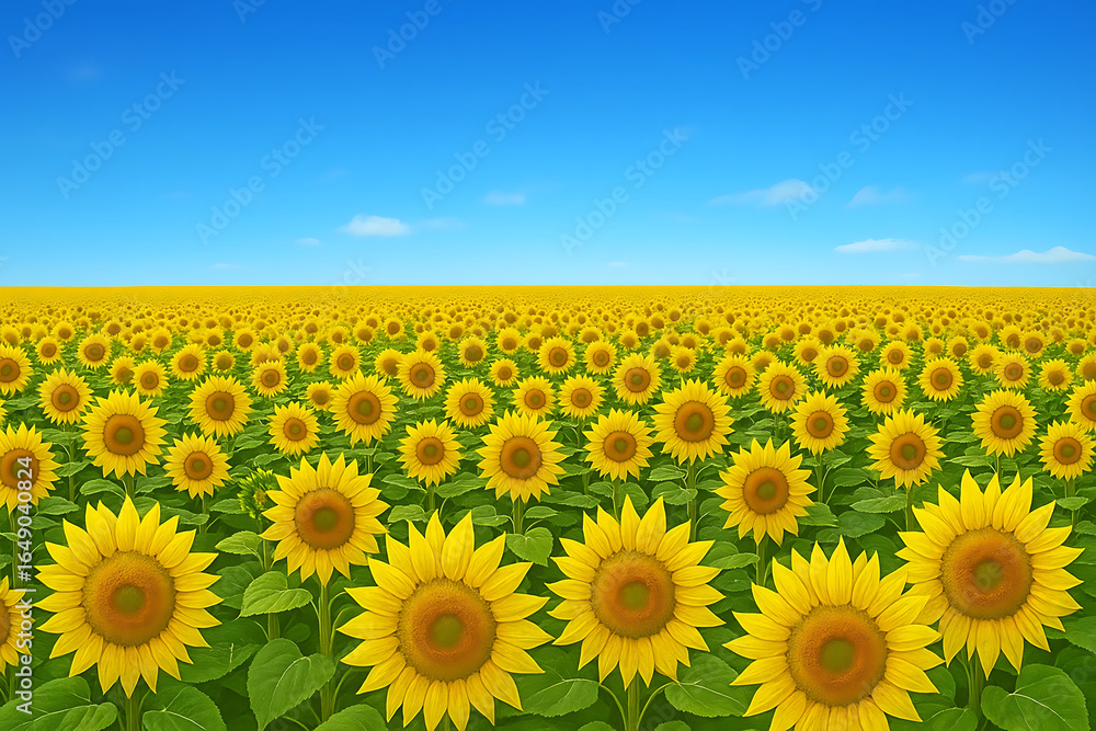 Obraz premium sunflowers field on sky 