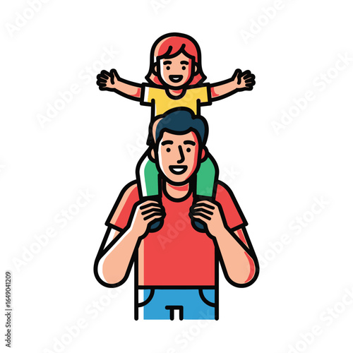 Happy Father's Day Dad and Daughter Fun Time Illustration