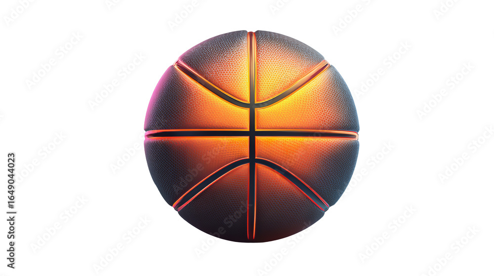 Obraz premium Striking Basketball Illustration with Vibrant Orange Glow on transparent background
