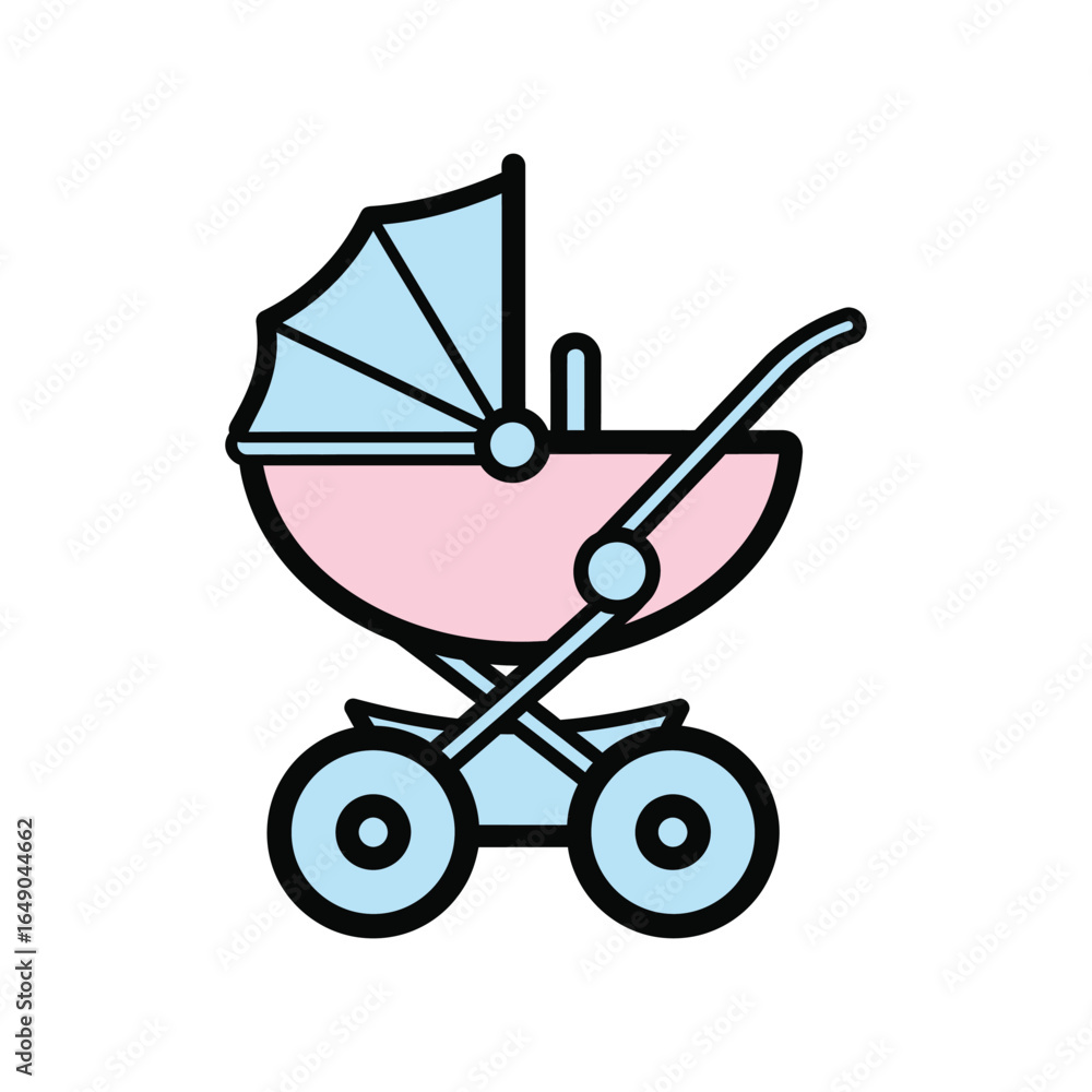 A charming baby carriage icon, perfect for nursery designs, baby shower invitations, and parenting resources. A charming baby carriage icon, perfect for nursery designs, baby shower invitations, and parenting resources.