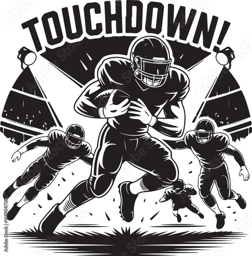 Dynamic football player scores touchdown with team