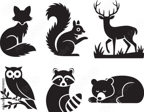 Charming forest animals in silhouette for nature designs