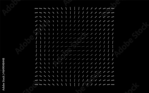 Magnetic field pattern with dipole flux lines. Abstract vector grid for physics and science visuals, tech backgrounds, UI and infographic design. Clean monochrome texture. Vector Illustration