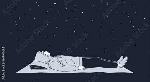 Person Lying Underneath A Starry Sky Contemplating The Mysteries Of Night