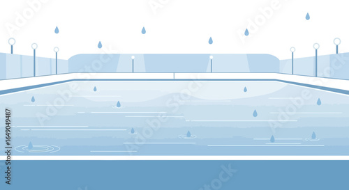 Rainy Day At The Pool Empty Water Surface Background Weather Conditions
