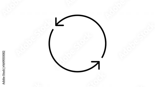 Black Bidirectional Loop Arrow Icon Animation with Transparent Background (Preview Shown on White)