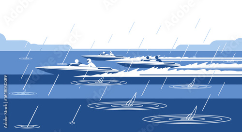 Rainy Day Speedboat Race: Excitement And Challenge on the Water Surface