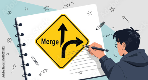 Planning Project Merge on Creative Sketchbook Combining Different Business Elements