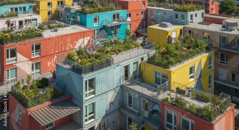 Fototapeta premium Urban greenery development modern city aerial view eco-friendly architecture vibrant community spaces