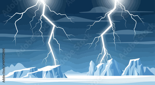 Powerful Lightning Strikes Over Frigid Arctic Landscape Under A Dramatic Sky