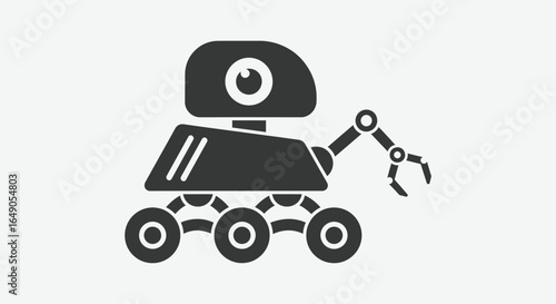 Illustration of a robotic rover, isolated on white background, exploring the unknown with advanced technology