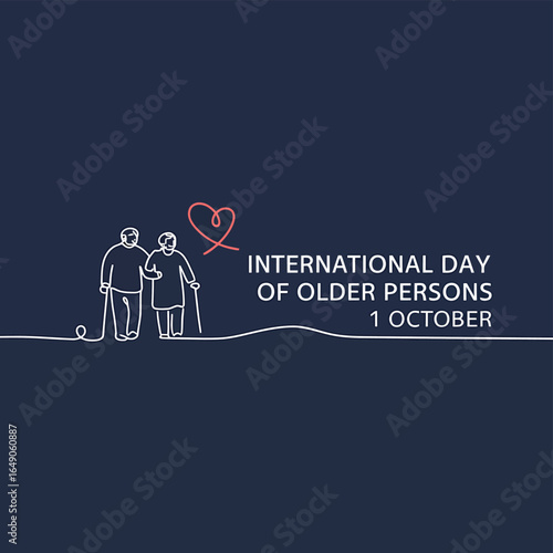 International day of older persons celebration with elderly couple illustration