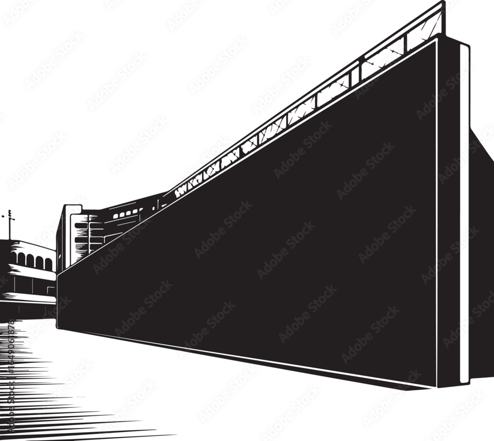 Fototapeta premium Modern stadium architecture with dramatic black and white contrast