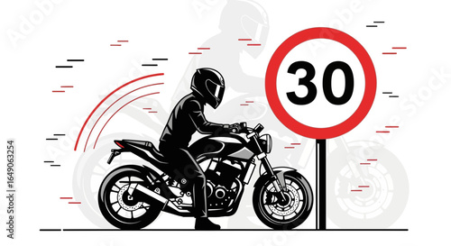 Riding Motorcycle At 30 Km Per Hour Speed Limit With Minimalistic Style