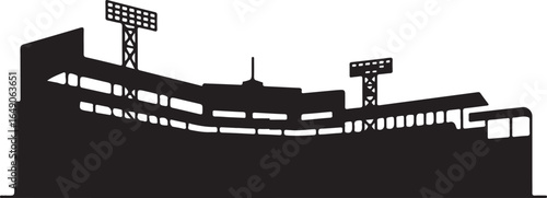 Iconic stadium silhouette captures sports excitement and fan passion