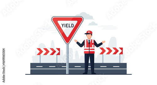 Roadwork Supervision Near the Yield Sign Requires Attention and Slow Down