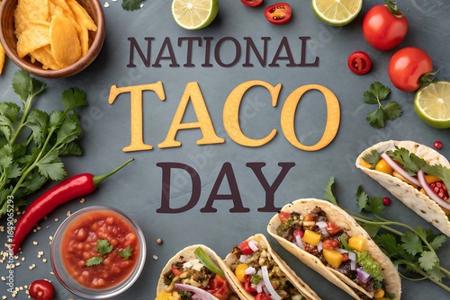 Delicious tacos and ingredients celebrating national taco day