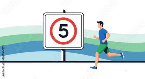 Running Enthusiast Reaching Goal of Five Kilometers on a Course