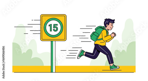 Running Towards The School Limits Back To Class At The End Of Vacations