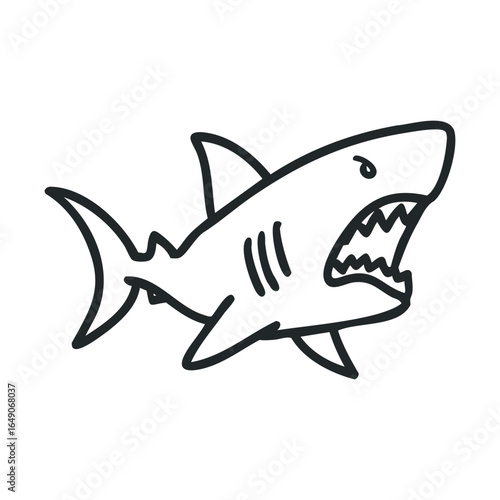 Sharp toothed shark swimming in ocean depths