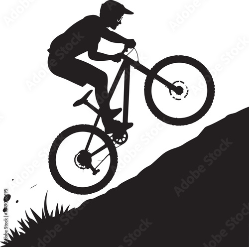 Dynamic cyclist conquers steep downhill trail with speed