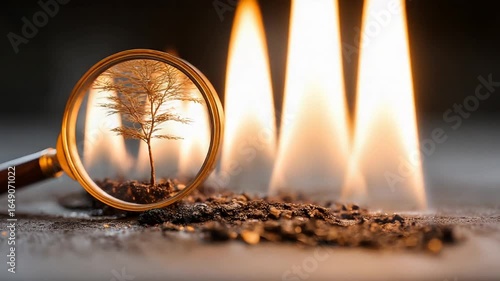 Burning Tree Under Magnifying Glass Timelapse