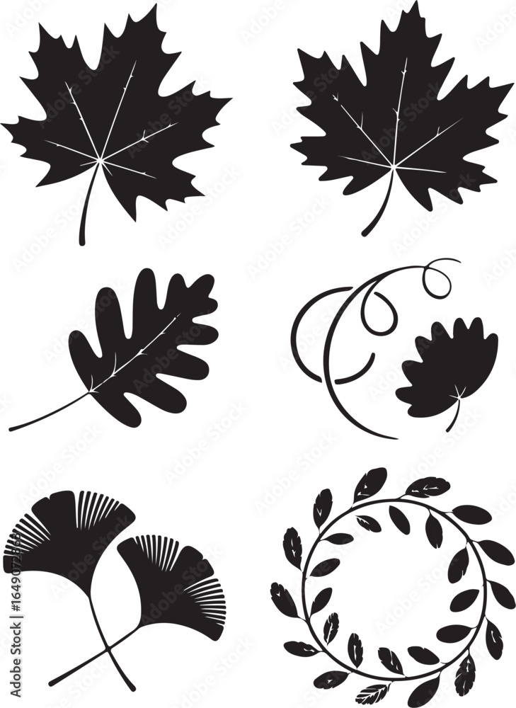 Obraz premium Elegant autumn leaf silhouettes for design projects