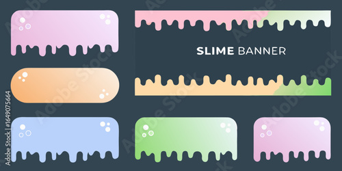 Colorful Slime Drip Banners and Buttons for Graphic Design Elements