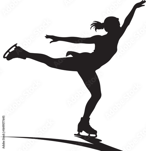 Graceful figure skater silhouette performs elegant routine